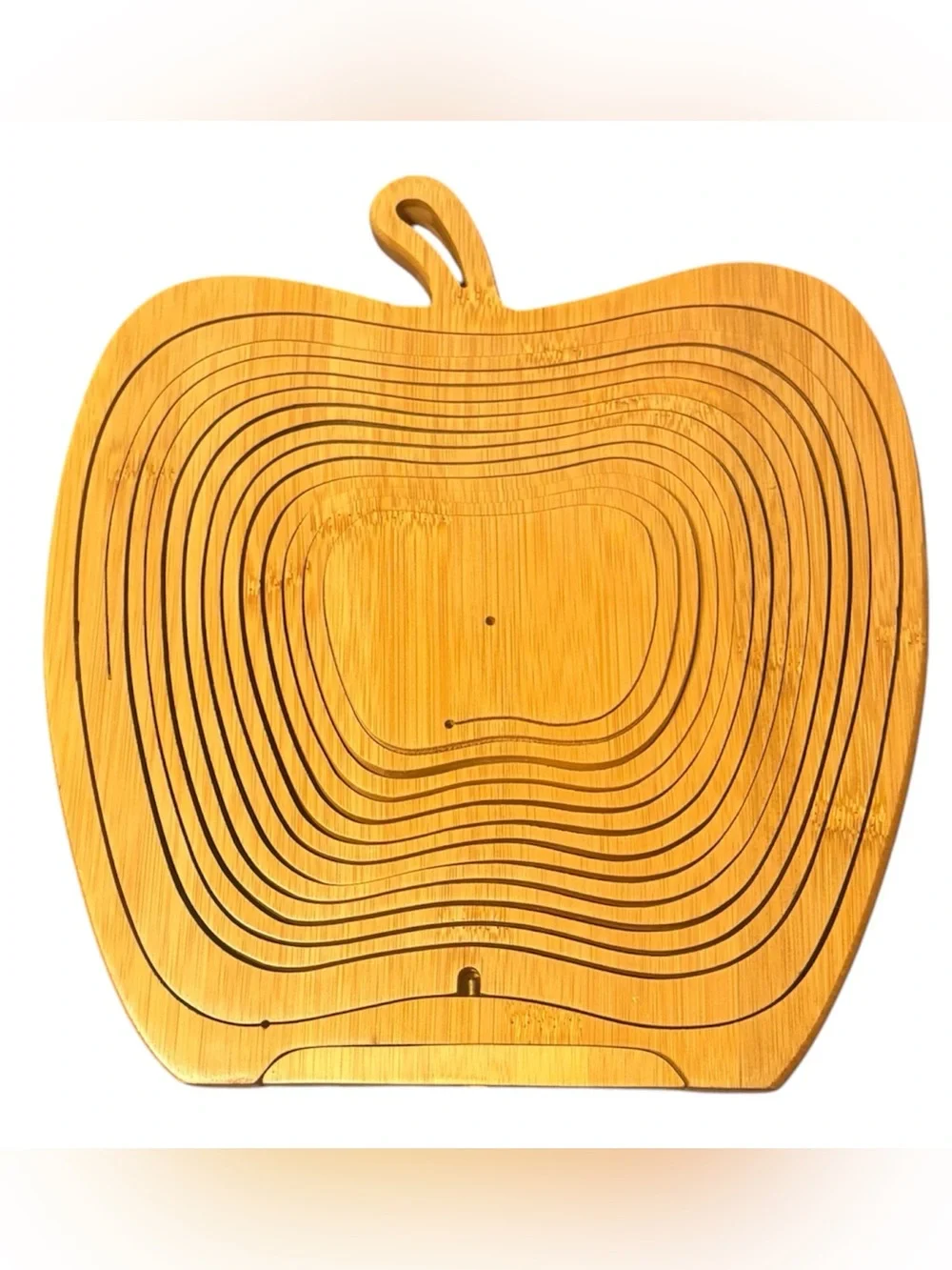 Wooden Apple-Shaped Fruit Basket - Natural Bamboo
